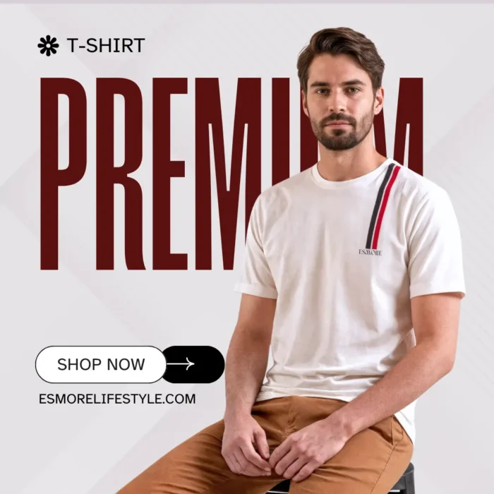 Esmore Premium Half Sleave T-shirt White - Image 3