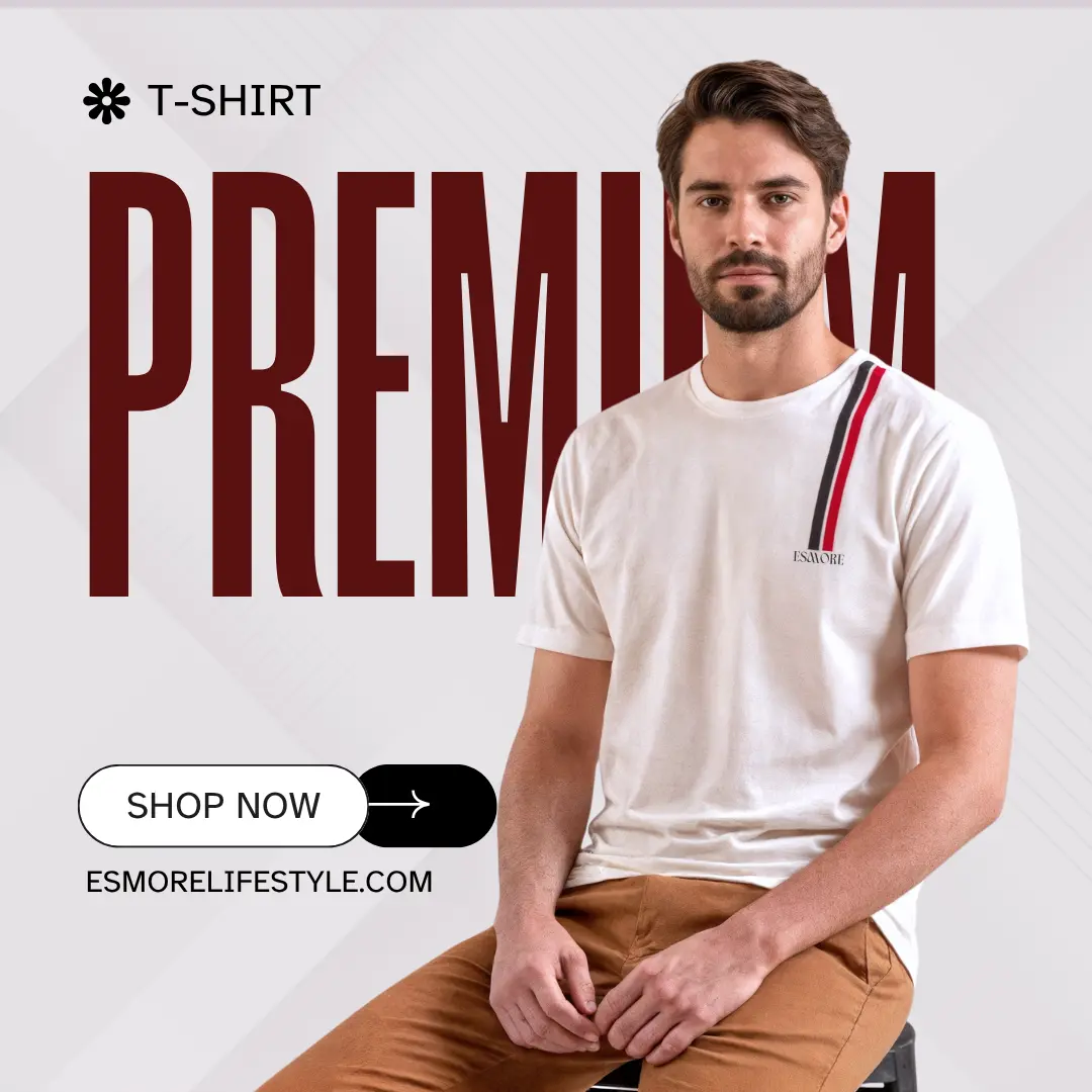 Blue and Gray Modern Cat Fashion t-shirt Instagram Post Esmore Premium Half Sleave T-shirt White - Image 3