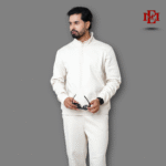 Esmore Premium High Neck Jacket and Trouser (Combo)- White | Man