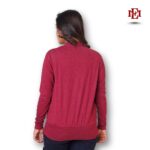 Esmore Women’s Stylish Cross Wrap Long Sleeve Top | Wine Red - Image 2