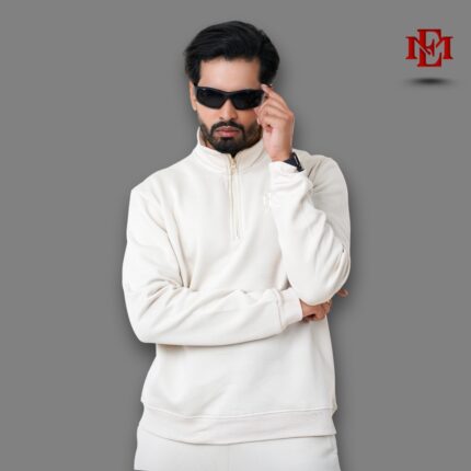 Esmore Premium High Neck Jacket- White