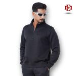Esmore Premium High Neck Jacket and Beige Trouser (Combo)- Black | Man - Image 2