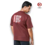 Esmore Premium Drop Shoulder Oversize T-shirt- Maroon - Image 2