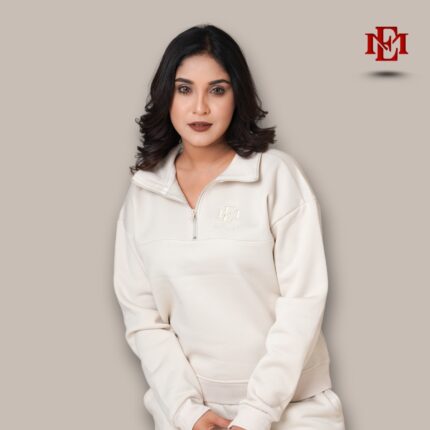 Esmore Premium High Neck Jacket- Off White | Women
