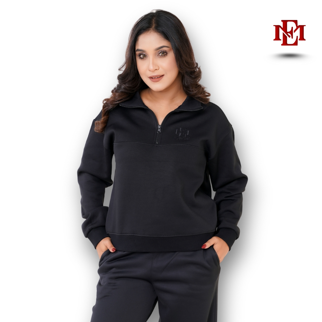 women high neck winter (4) Esmore Premium High Neck Jacket- Black | Women - Image 1
