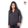 Cross Wrap Long Sleeve Top | Charcoal black