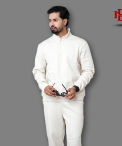 Esmore Premium High Neck Jacket and Trouser (Combo)- White | Man
