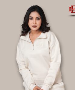 Esmore Premium High Neck Jacket- Off White | Women
