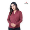 Cross Wrap Long Sleeve Top | Wine Red