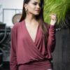 Cross Wrap Long Sleeve Top | Wine Red