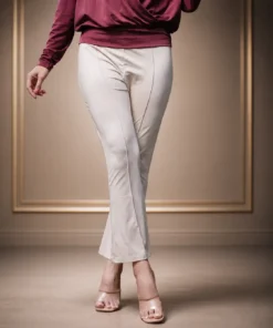 Women beige flare pant micro spandex comfort fit high waist stretch office casual pants Bangladesh Esmore