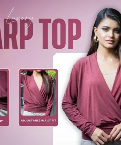 Women’s cross wrap top Bangladesh stylish long sleeve wrap top wine red Esmore premium